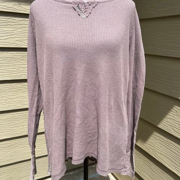 Dylan women’s size XL textured thermal long sleeve top, lace back - Picture 2 of 10